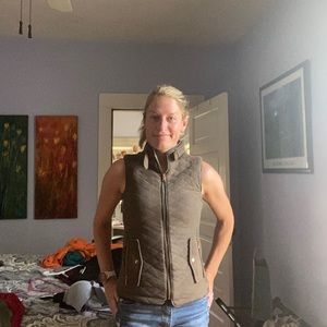 Green suede motorcycle style vest